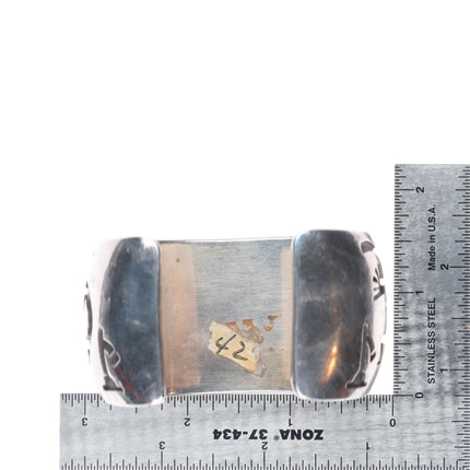 6.25" Vintage Navajo sterling silver Kokopelli heavy overlay cuff bracelet