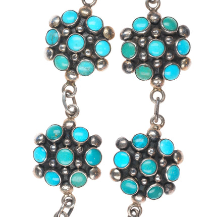 25.5" Zuni sterling silver Vintage Snake eye turquoise cluster necklace