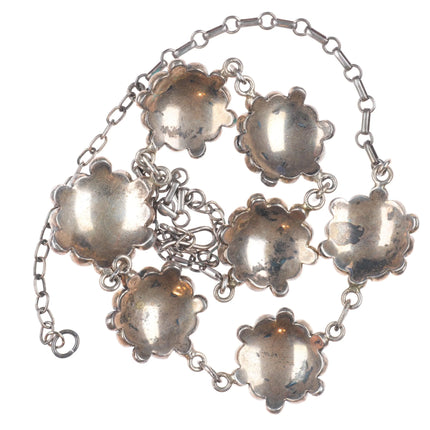 25.5" Zuni sterling silver Vintage Snake eye turquoise cluster necklace