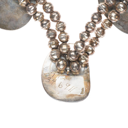 20" Vintage Navajo sterling silver 3 stone necklace with nice turquoise