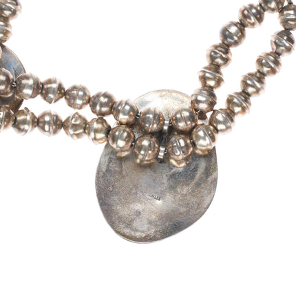 20" Vintage Navajo sterling silver 3 stone necklace with nice turquoise