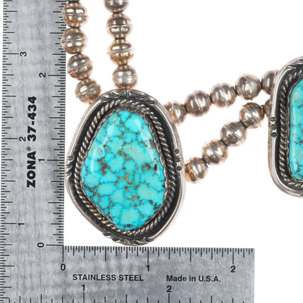 20" Vintage Navajo sterling silver 3 stone necklace with nice turquoise