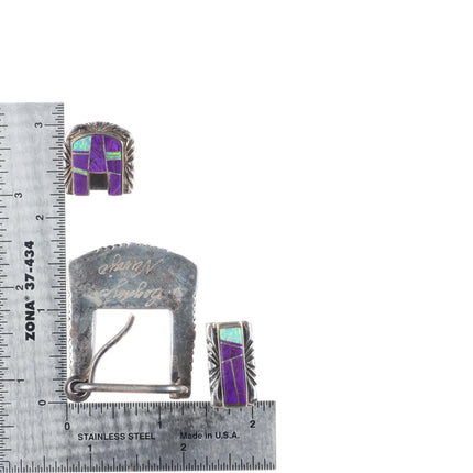 3/4" Jason Begaye Navajo sterling silver sugilite, opal ranger belt buckle set