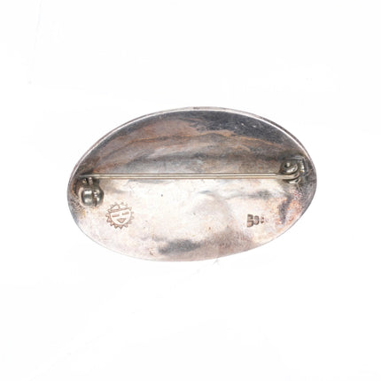c1960's Walter Polelonema Hopi Overlay Vintage sterling silver roadrunner pin