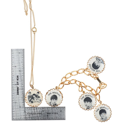 c1964 Beatles Charm bracelet/necklace pendant gold tone jewelry lot