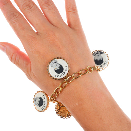 c1964 Beatles Charm bracelet/necklace pendant gold tone jewelry lot