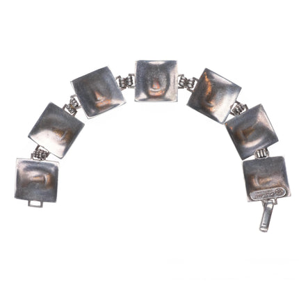 7" Vintage Goldberg Kirschman "Old Crest" Sterling silver faces link bracelet