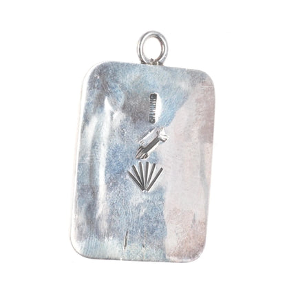 Art Lewis Choctaw sterling silver Fred Harvey era roadrunner pendant/fob/charm