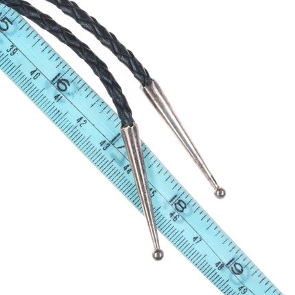 Vintage40's-50's Navajo sterling silver bolo tie with green turquoise