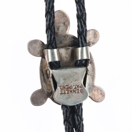 c1970 Zuni sterling silver turquoise/shell turtle bolo tie