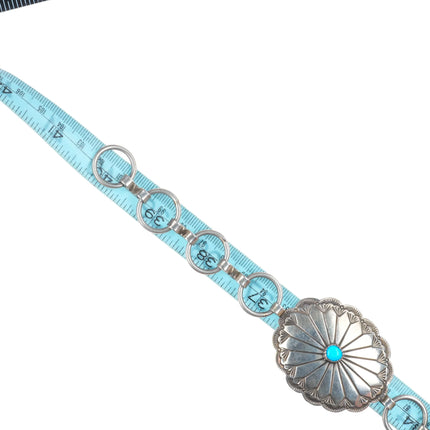 40" Vintage Navajo sterling silver link concho belt/hatband w/turquoise