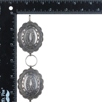 38.5" Robert Johnson Navajo sterling silver stamped link concho belt vintage