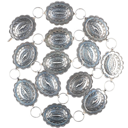 38.5" Robert Johnson Navajo sterling silver stamped link concho belt vintage