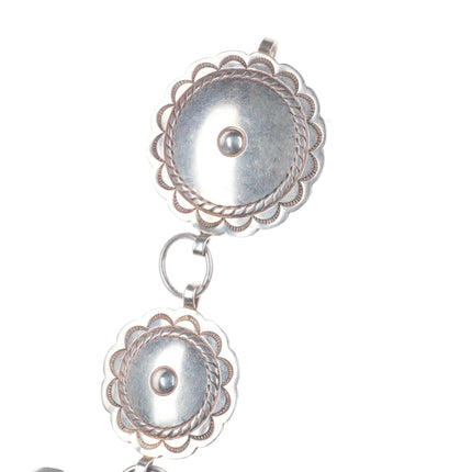 32.5" Vintage Navajo sterling silver hand stamped link concho belt vintage