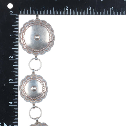 32.5" Vintage Navajo sterling silver hand stamped link concho belt vintage