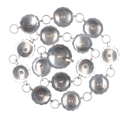 32.5" Vintage Navajo sterling silver hand stamped link concho belt vintage