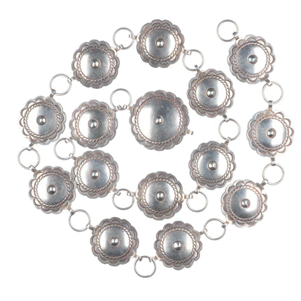 32.5" Vintage Navajo sterling silver hand stamped link concho belt vintage