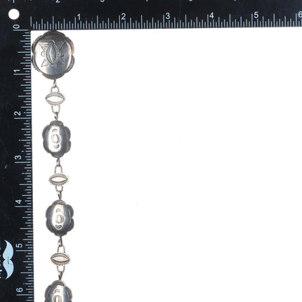 32.5" 30's-40's Vintage Navajo sterling silver link conch belt/hatband