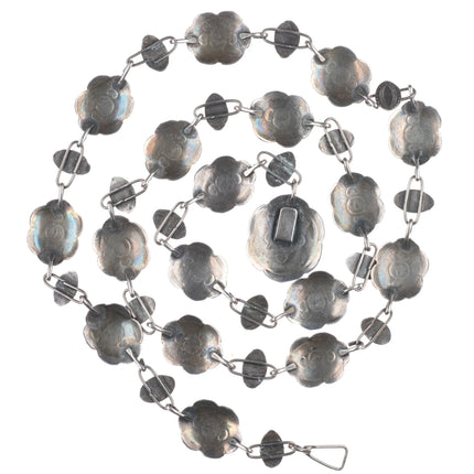 32.5" 30's-40's Vintage Navajo sterling silver link conch belt/hatband