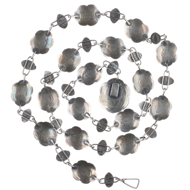 32.5" 30's-40's Vintage Navajo sterling silver link conch belt/hatband