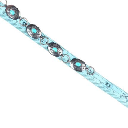 32" 40's-50's Fred Harvey sterling silver/turquoise link concho belt/hatband