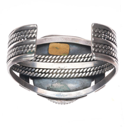 6.75" c1950's Navajo Blue Gem turquoise sterling silver cuff bracelet Battle Mtn