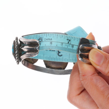 7.25" Vintage Navajo Blackjack turquoise sterling silver cuff bracelet