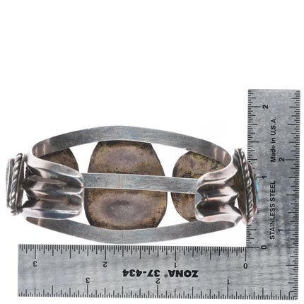 7.25" Vintage Navajo Blackjack turquoise sterling silver cuff bracelet