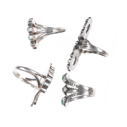sz4-7 Vintage 40's-50's Zuni/Navajo sterling silver petit point/dishta rings lot
