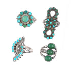 sz4-7 Vintage 40's-50's Zuni/Navajo sterling silver petit point/dishta rings lot
