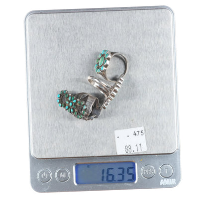 sz4-7 Vintage 40's-50's Zuni/Navajo sterling silver petit point/dishta rings lot