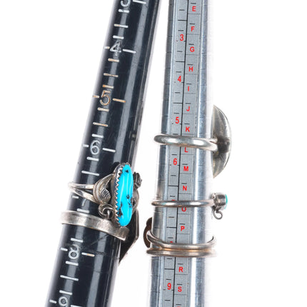 sz5-13 Navajo/Zuni/Southwestern sterling silver turquoise/onyx/coral rings lot