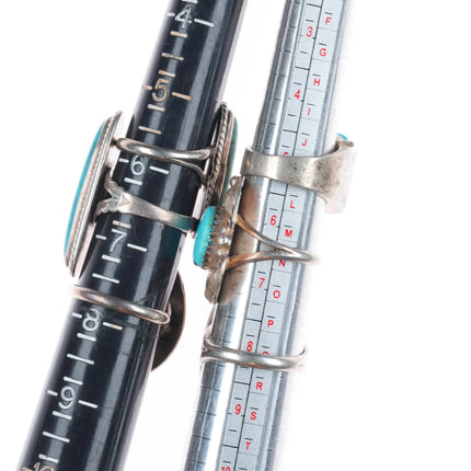 sz5-13 Navajo/Zuni/Southwestern sterling silver turquoise/onyx/coral rings lot