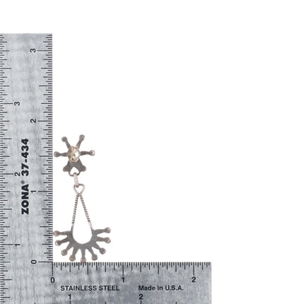 Vintage Large Zuni sterling silver needlepoint turquoise dangly earrings