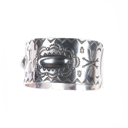 6.5" c1930 Navajo Fred Harvey Whirling log stamped sterling silver cuff bracelet