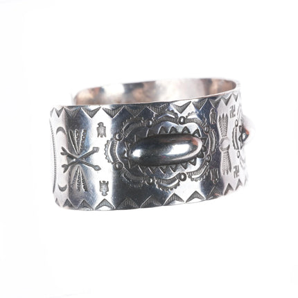 6.5" c1930 Navajo Fred Harvey Whirling log stamped sterling silver cuff bracelet