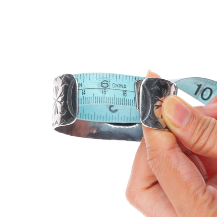 6.5" c1930 Navajo Fred Harvey Whirling log stamped sterling silver cuff bracelet