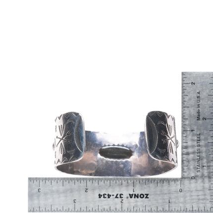 6.5" c1930 Navajo Fred Harvey Whirling log stamped sterling silver cuff bracelet