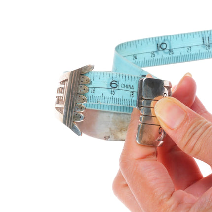 6.5" Vintage Hopi overlay Man in the Maze sterling silver cuff bracelet