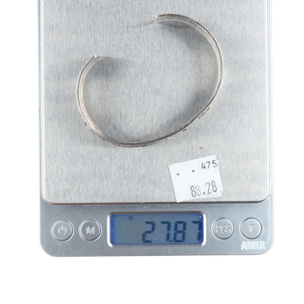 6.75" Vintage Navajo sterling silver storyteller overlay cuff bracelet