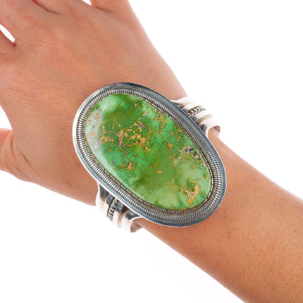 6.5" Walter Vandever Navajo sterling silver Carico Lake turquoise cuff bracelet