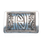 Vintage Wylie Navajo overlay belt buckle sterling silver