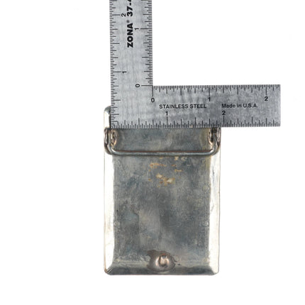 Vintage Navajo sterling silver turquoise/shell intarsia inlay belt buckle