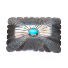 Vintage Navajo sterling silver turquoise belt buckle with rayed design
