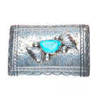 Vintage MB Navajo sterling silver belt buckle with turquoise