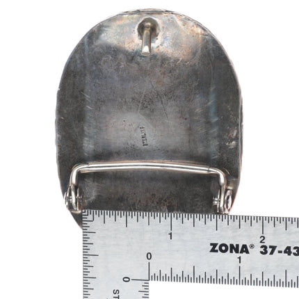 Vintage Navajo sterling silver spiderweb turquoise belt buckle c1980's.