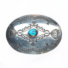 Vintage Navajo sterling silver turquoise belt buckle w/nice stampings
