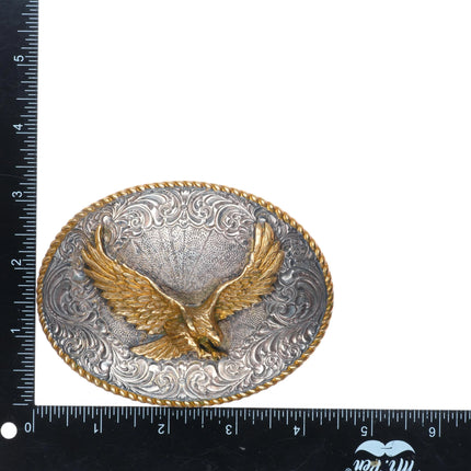 Big Vintage 1980's Crumrine Jeweler's Bronze Eagle silver-plated belt buckle