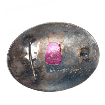 Big Vintage 1980's Crumrine Jeweler's Bronze Eagle silver-plated belt buckle