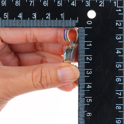 Kenneth Bitsie Navajo sterling silver, turquoise, spiny oyster heart pendant